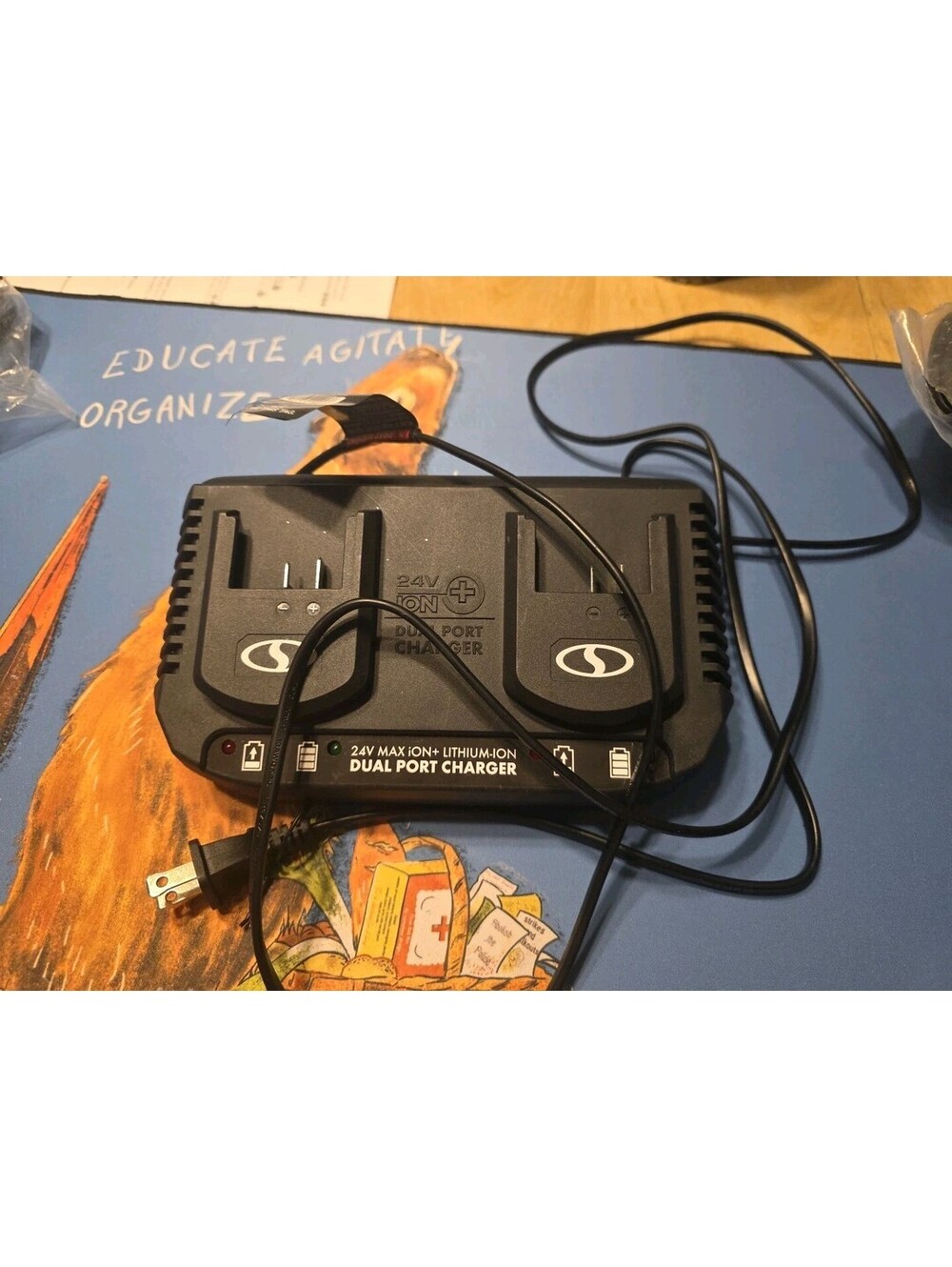 Snow Joe Docking Station Battery Charger, Dual Port Quick Charge for 24V IONMAX